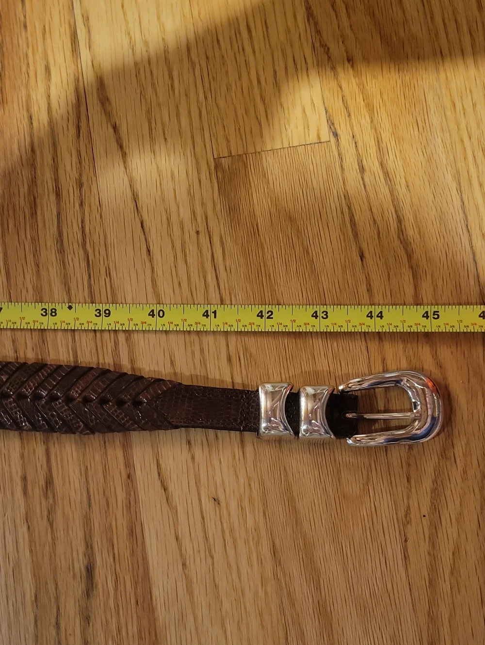 Mezlan Men's Brown Braided Leather Belt with Silver Buckle